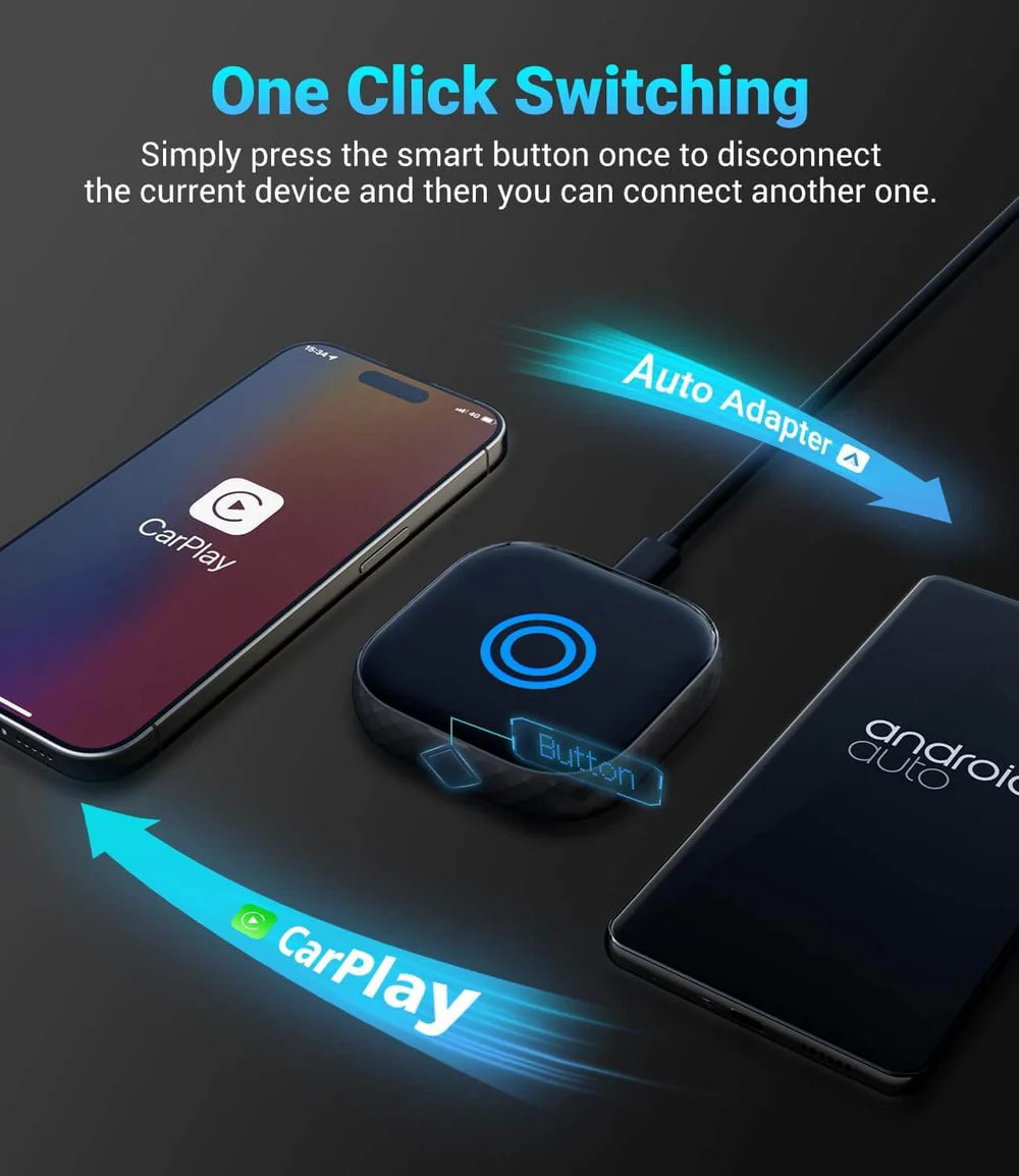 🔥6-Hour Flash Sale—Don't Miss Out! OTTOMOTION Wireless CarPlay / Android Auto Wireless 2 in 1 Adapter